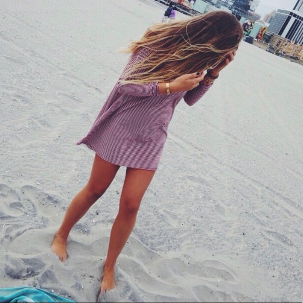 Volcom Long Sleeve Striped Tee Shirt Dress